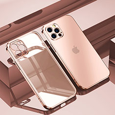 Funda Silicona Ultrafina Carcasa Transparente H11 para Apple iPhone 14 Pro Max Oro Rosa