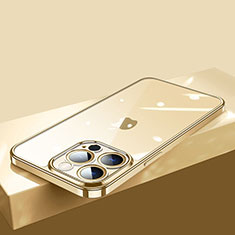 Funda Silicona Ultrafina Carcasa Transparente H12 para Apple iPhone 14 Pro Max Oro
