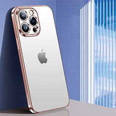 Funda Silicona Ultrafina Carcasa Transparente LD1 para Apple iPhone 14 Pro Oro Rosa