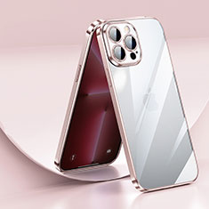 Funda Silicona Ultrafina Carcasa Transparente LD2 para Apple iPhone 13 Pro Max Oro Rosa