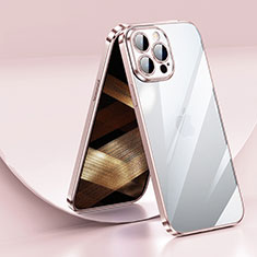 Funda Silicona Ultrafina Carcasa Transparente LD2 para Apple iPhone 14 Pro Oro Rosa