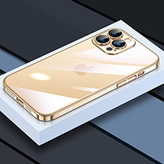 Funda Silicona Ultrafina Carcasa Transparente LD4 para Apple iPhone 13 Pro Max Oro