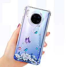 Funda Silicona Ultrafina Carcasa Transparente Mariposa para Huawei Mate 30 Pro 5G Azul