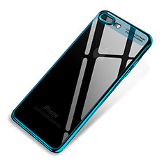 Funda Silicona Ultrafina Carcasa Transparente Q03 para Apple iPhone 8 Plus Azul