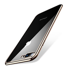 Funda Silicona Ultrafina Carcasa Transparente Q04 para Apple iPhone 7 Plus Oro
