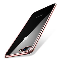 Funda Silicona Ultrafina Carcasa Transparente Q04 para Apple iPhone 8 Plus Oro Rosa