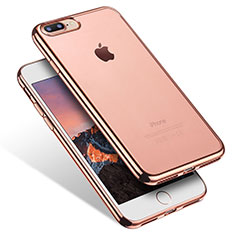 Funda Silicona Ultrafina Carcasa Transparente Q07 para Apple iPhone 7 Plus Oro Rosa