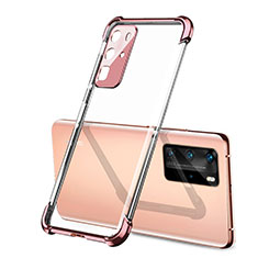 Funda Silicona Ultrafina Carcasa Transparente S01 para Huawei P40 Pro Oro Rosa