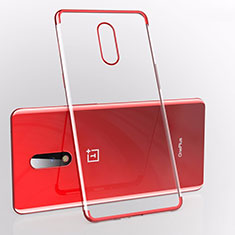 Funda Silicona Ultrafina Carcasa Transparente S01 para OnePlus 7 Rojo