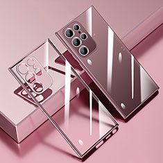 Funda Silicona Ultrafina Carcasa Transparente S01 para Samsung Galaxy S21 Ultra 5G Oro Rosa