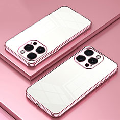 Funda Silicona Ultrafina Carcasa Transparente SY1 para Apple iPhone 14 Pro Max Oro Rosa
