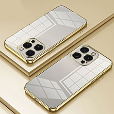 Funda Silicona Ultrafina Carcasa Transparente SY1 para Apple iPhone 15 Pro Max Oro