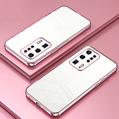 Funda Silicona Ultrafina Carcasa Transparente SY1 para Huawei P40 Pro+ Plus Oro Rosa