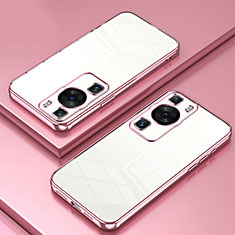 Funda Silicona Ultrafina Carcasa Transparente SY1 para Huawei P60 Pro Oro Rosa
