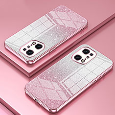 Funda Silicona Ultrafina Carcasa Transparente SY2 para Oppo Find X5 Pro 5G Oro Rosa