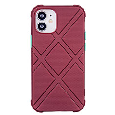 Funda Silicona Ultrafina Goma 360 Grados Carcasa C02 para Apple iPhone 12 Mini Rojo Rosa