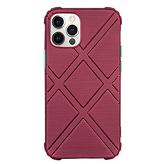 Funda Silicona Ultrafina Goma 360 Grados Carcasa C02 para Apple iPhone 12 Pro Rojo Rosa