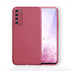 Funda Silicona Ultrafina Goma 360 Grados Carcasa C02 para Huawei Honor Play4 5G Rojo Rosa