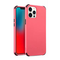 Funda Silicona Ultrafina Goma 360 Grados Carcasa C03 para Apple iPhone 12 Pro Rojo Rosa