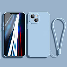 Funda Silicona Ultrafina Goma 360 Grados Carcasa G02 para Apple iPhone 13 Mini Azul Cielo