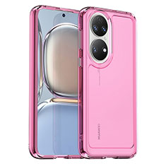 Funda Silicona Ultrafina Goma 360 Grados Carcasa J02S para Huawei P50 Pro Rosa Roja