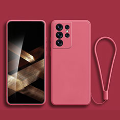 Funda Silicona Ultrafina Goma 360 Grados Carcasa para Samsung Galaxy S24 Ultra 5G Rojo Rosa
