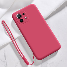 Funda Silicona Ultrafina Goma 360 Grados Carcasa para Xiaomi Mi 11 Lite 4G Rojo Rosa