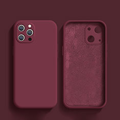 Funda Silicona Ultrafina Goma 360 Grados Carcasa S02 para Apple iPhone 13 Pro Max Rojo Rosa