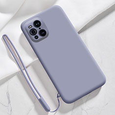 Funda Silicona Ultrafina Goma 360 Grados Carcasa S02 para Oppo Find X3 Pro 5G Gris Lavanda