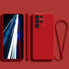 Funda Silicona Ultrafina Goma 360 Grados Carcasa S02 para Samsung Galaxy S21 Ultra 5G Rojo