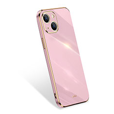 Funda Silicona Ultrafina Goma 360 Grados Carcasa S03 para Apple iPhone 14 Plus Oro Rosa