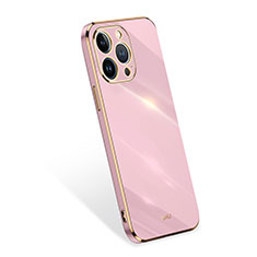 Funda Silicona Ultrafina Goma 360 Grados Carcasa S03 para Apple iPhone 14 Pro Oro Rosa