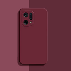 Funda Silicona Ultrafina Goma 360 Grados Carcasa S03 para Oppo Find X5 5G Rojo Rosa