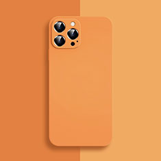 Funda Silicona Ultrafina Goma 360 Grados Carcasa S04 para Apple iPhone 13 Pro Max Naranja
