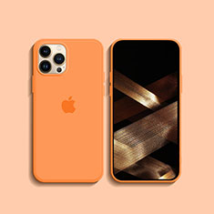 Funda Silicona Ultrafina Goma 360 Grados Carcasa S08 para Apple iPhone 14 Pro Naranja