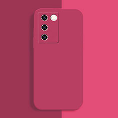 Funda Silicona Ultrafina Goma 360 Grados Carcasa YK1 para Vivo V27 Pro 5G Rosa Roja