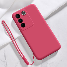 Funda Silicona Ultrafina Goma 360 Grados Carcasa YK3 para Vivo V27 Pro 5G Rojo