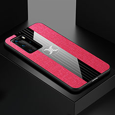 Funda Silicona Ultrafina Goma Carcasa C01 para Huawei P40 Pro Rosa Roja