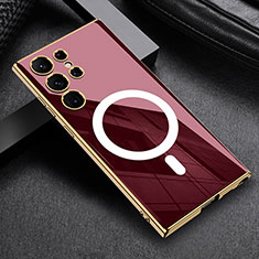 Funda Silicona Ultrafina Goma Carcasa con Mag-Safe Magnetic AC1 para Samsung Galaxy S21 Ultra 5G Rojo
