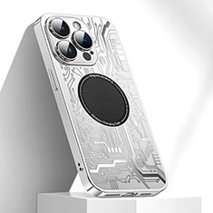 Funda Silicona Ultrafina Goma Carcasa con Mag-Safe Magnetic ZL1 para Apple iPhone 13 Pro Max Plata