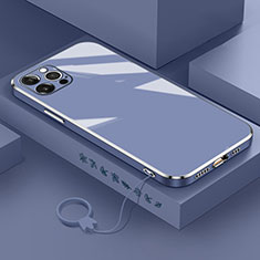 Funda Silicona Ultrafina Goma Carcasa S03 para Apple iPhone 13 Pro Gris Lavanda