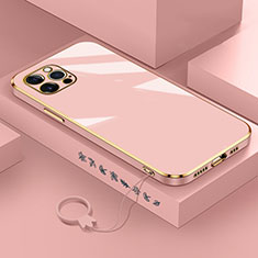 Funda Silicona Ultrafina Goma Carcasa S03 para Apple iPhone 13 Pro Max Oro Rosa