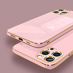 Funda Silicona Ultrafina Goma Carcasa S06 para Apple iPhone 14 Pro Oro Rosa