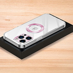 Funda Silicona Ultrafina Goma Carcasa S07 para Apple iPhone 15 Pro Max Oro Rosa