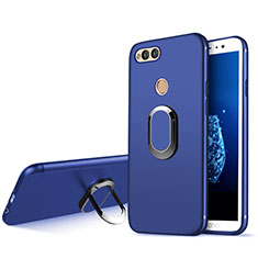 Funda Silicona Ultrafina Goma con Anillo de dedo Soporte A01 para Huawei Honor 7X Azul
