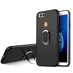 Funda Silicona Ultrafina Goma con Anillo de dedo Soporte A01 para Huawei Honor 7X Negro