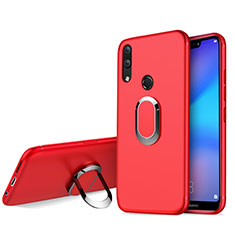 Funda Silicona Ultrafina Goma con Anillo de dedo Soporte para Huawei Nova 3e Rojo