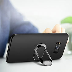 Funda Silicona Ultrafina Goma con Anillo de dedo Soporte para Samsung Galaxy S8 Plus Negro