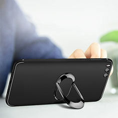 Funda Silicona Ultrafina Goma con Anillo de dedo Soporte para Xiaomi Mi 6 Negro