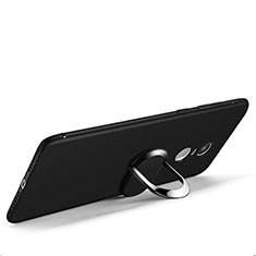 Funda Silicona Ultrafina Goma con Anillo de dedo Soporte para Xiaomi Redmi Note 4 Negro